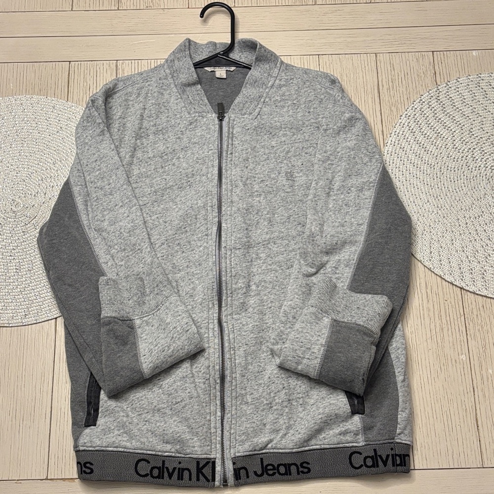 Calvin Klein Jeans Men's Two-Tone Gray Zip Sweater Jacket